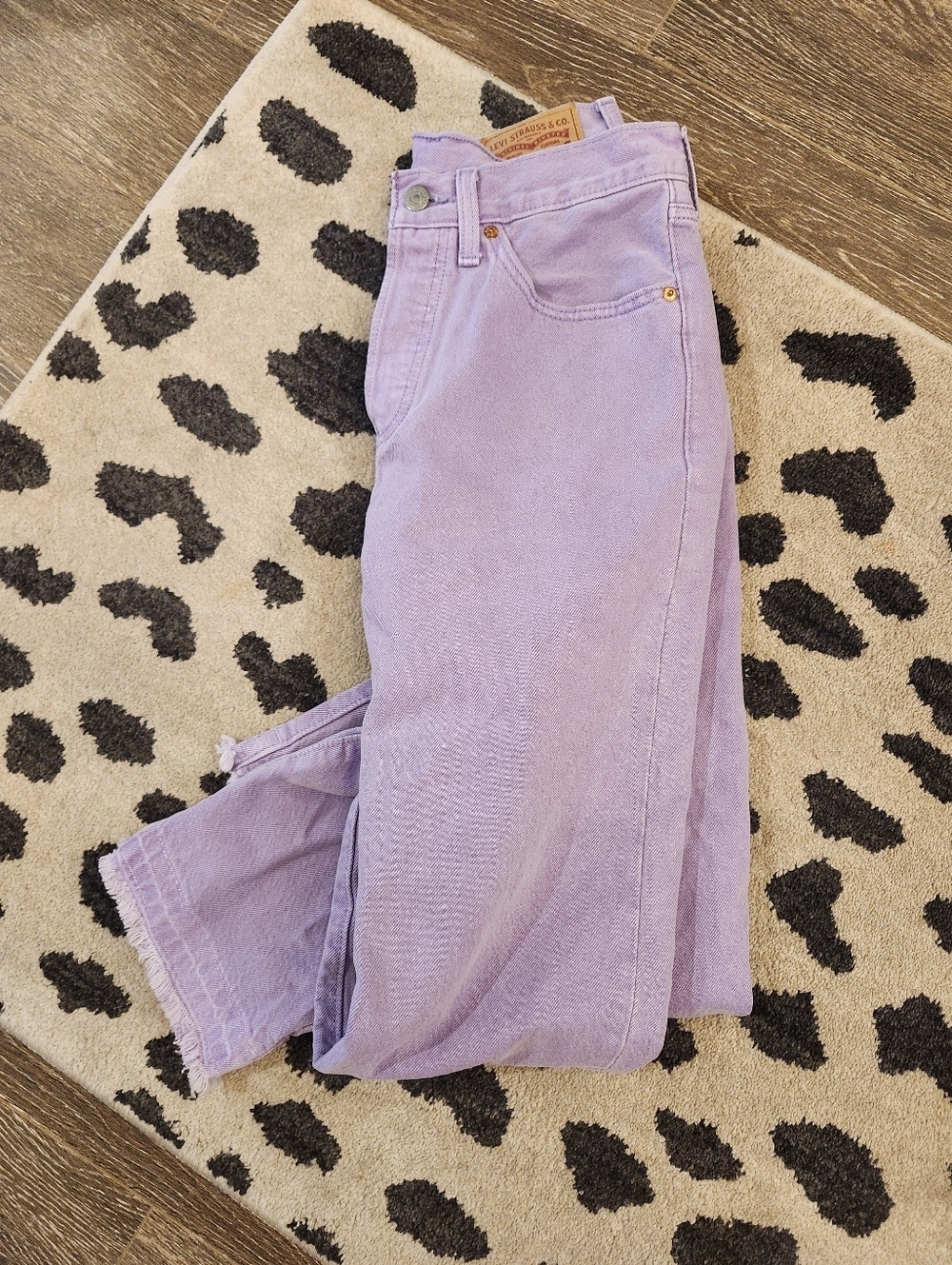 Amethyst Purple Levi's 501 Jeans Boyfriend Fringe Bottom Button Fly Size 26 L 30